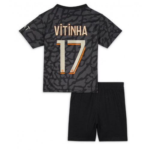 Otroški Nogometni dresi Paris Saint-Germain Vitinha Ferreira #17 Tretji 2023-24 Kratek Rokav (+ Kratke hlače)